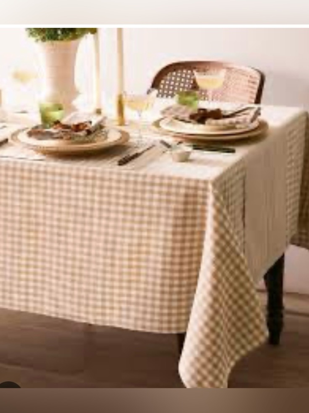Neutral Tablecloth waffle-weave textured check pattern gingham Table linen 60x84